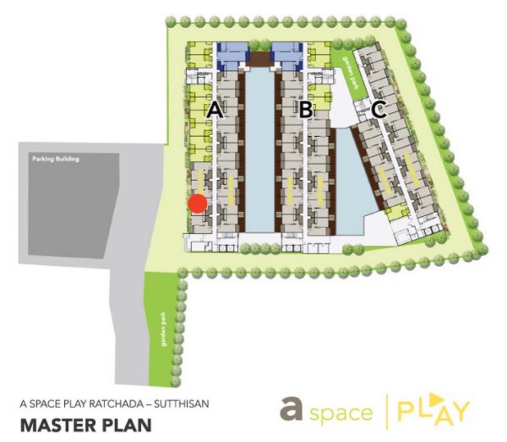 ห้องใหญ่ 33  ตรม. A space play สุทธิสาร - รัชดา  1.88 ล้าน