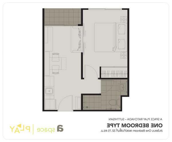 ห้องใหญ่ 33  ตรม. A space play สุทธิสาร - รัชดา  1.88 ล้าน